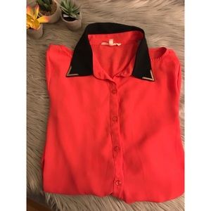 Tea n Rose Peach Long Sleeve Button Down